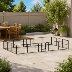 Heavy-Duty 16-Panel Dog Playpen for Indoor and Outdoor Use