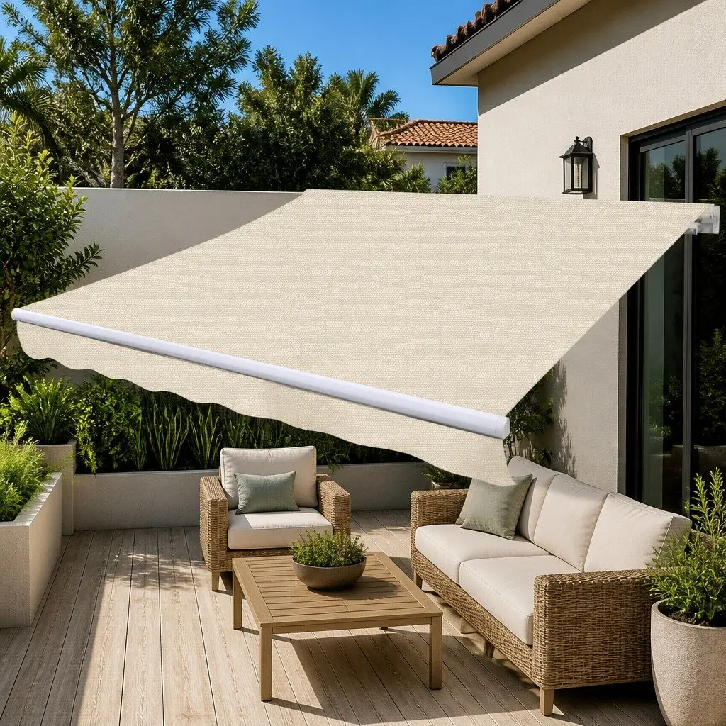 Folding Awning Aluminium 300cm Cream Polyester