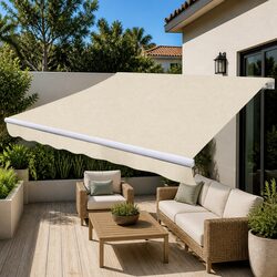 300cm Folding Manual Awning for Outdoor Shade - Cream