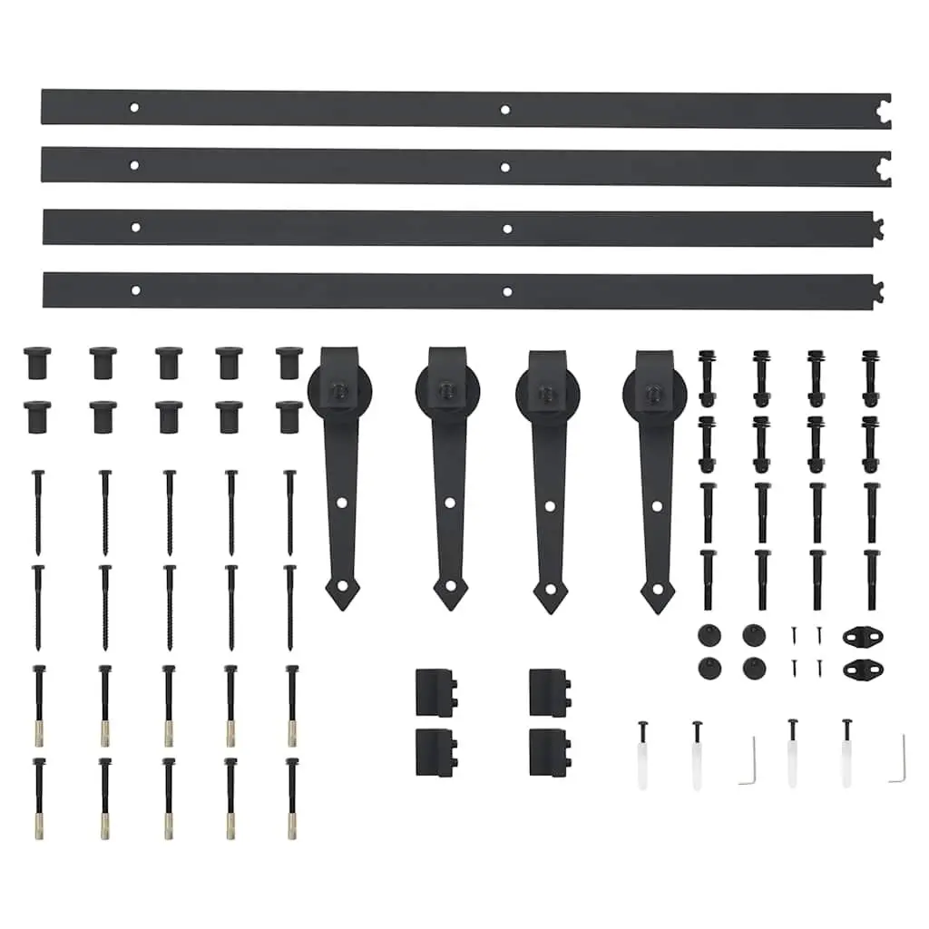 Sliding Door Hardware Kit 2x183cm Steel Rail System