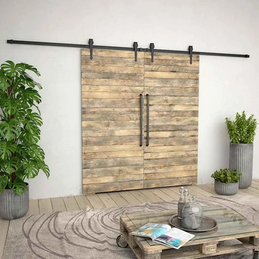 Sliding Door Hardware Kit 2x183cm Steel Rail System