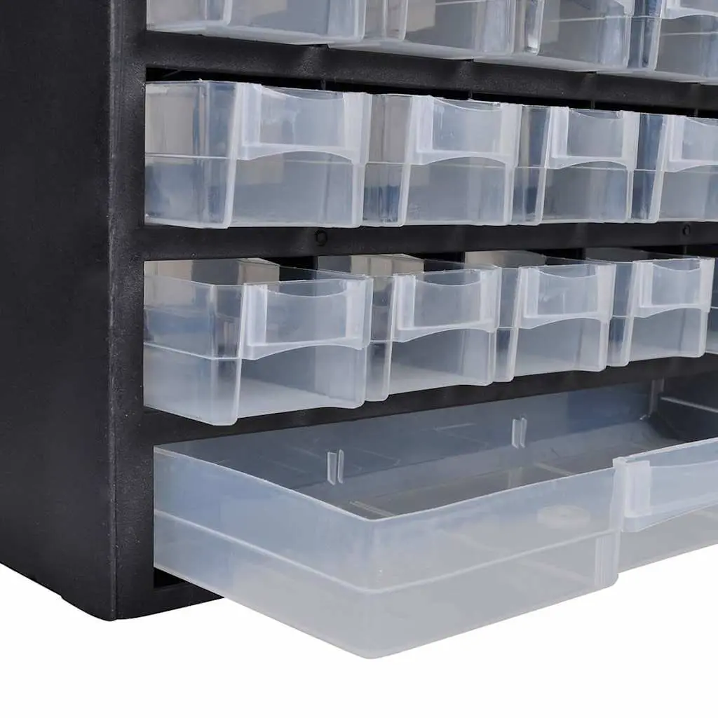 41-Drawer Plastic Tool Storage Cabinet Organizer Box Black 2 Pieces