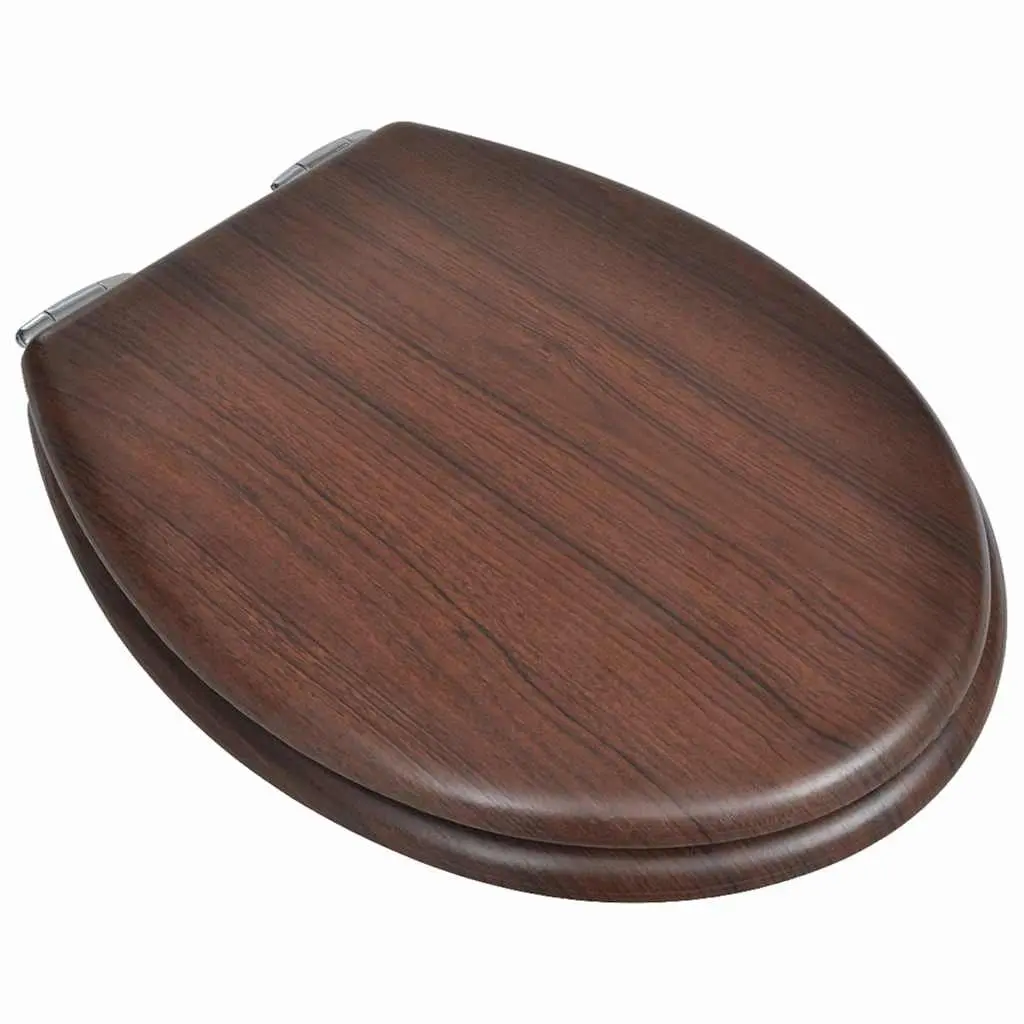 Toilet Seats MDF Brown 2 Pack Soft Close Adjustable