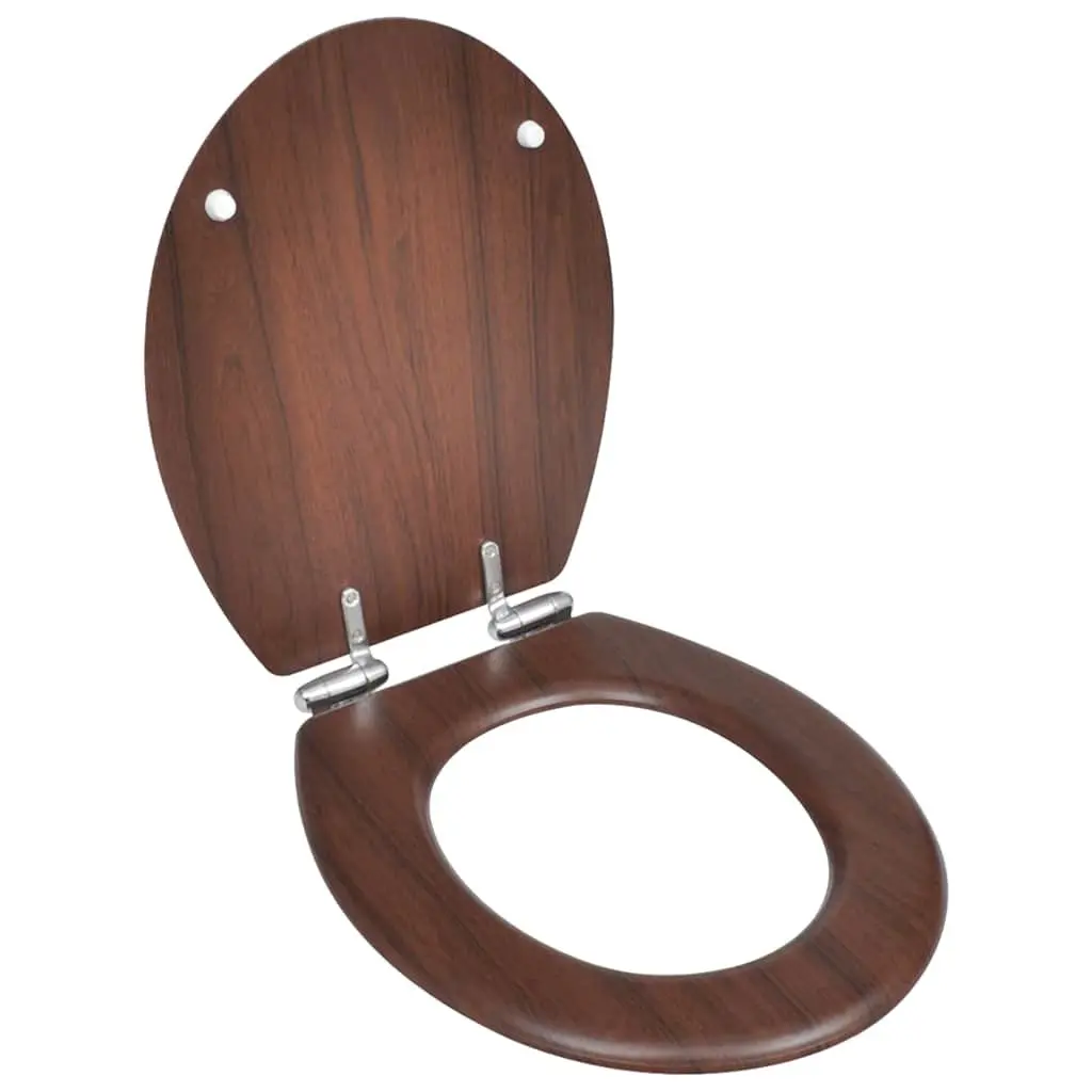 Toilet Seats MDF Brown 2 Pack Soft Close Adjustable