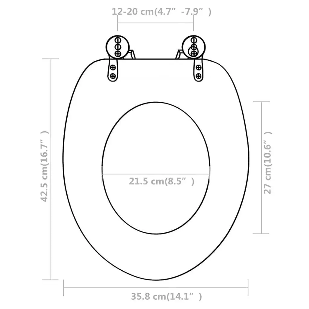 Toilet Seats with Lids 2 pcs White MDF Universal Bathroom Fixture Hinges