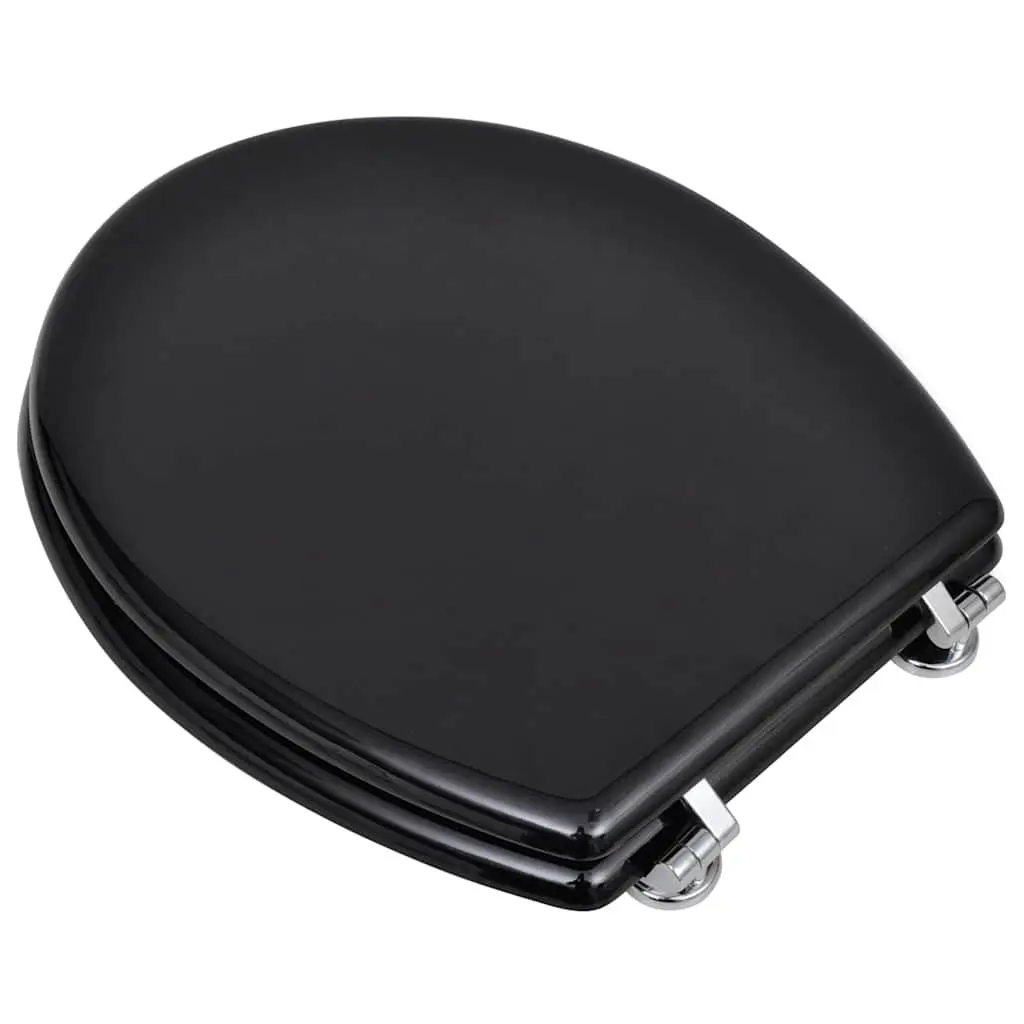 Toilet Seats MDF 2 Pack Black Universal Bathroom Fixture
