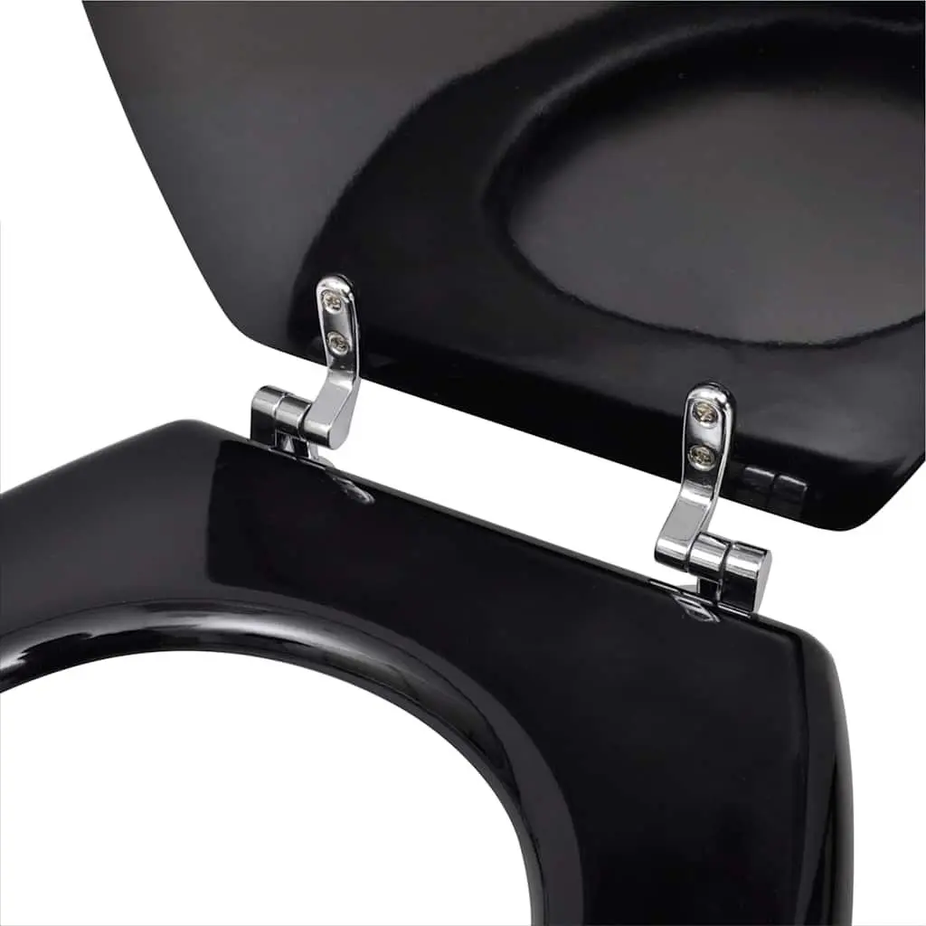 Toilet Seats MDF 2 Pack Black Universal Bathroom Fixture