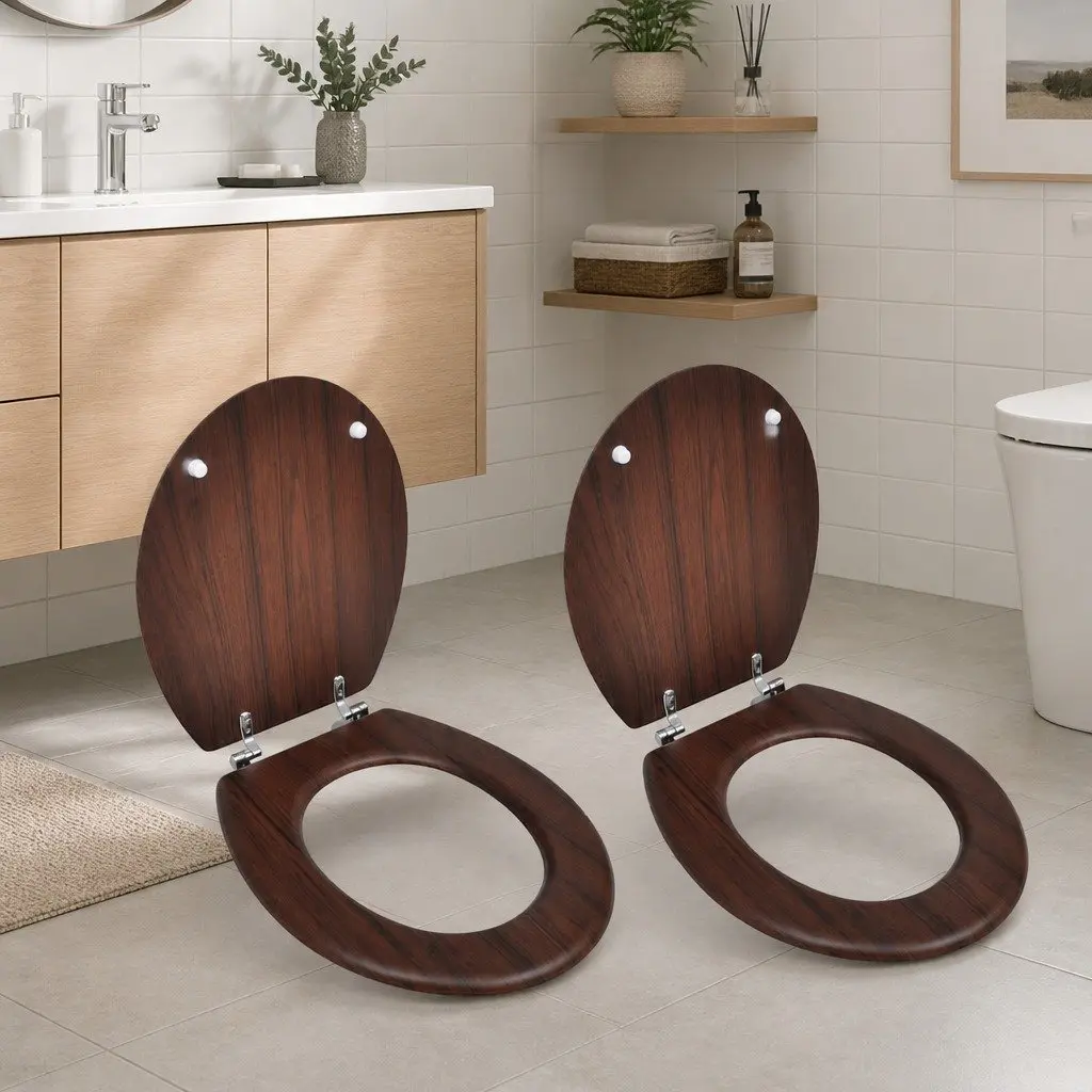 Toilet Seats MDF 2 Pack Brown
