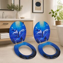 Durable 2-Piece MDF Toilet Seats with Dolphin Design