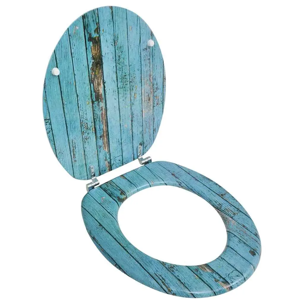 Toilet Seats with Lids 2 pcs MDF Multicolour Bathroom Fixtures Chrome Hinges