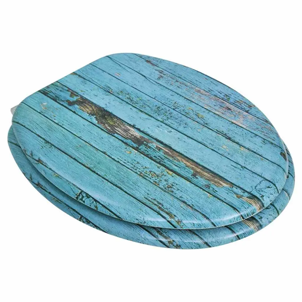 Toilet Seats with Lids 2 pcs MDF Multicolour Bathroom Fixtures Chrome Hinges