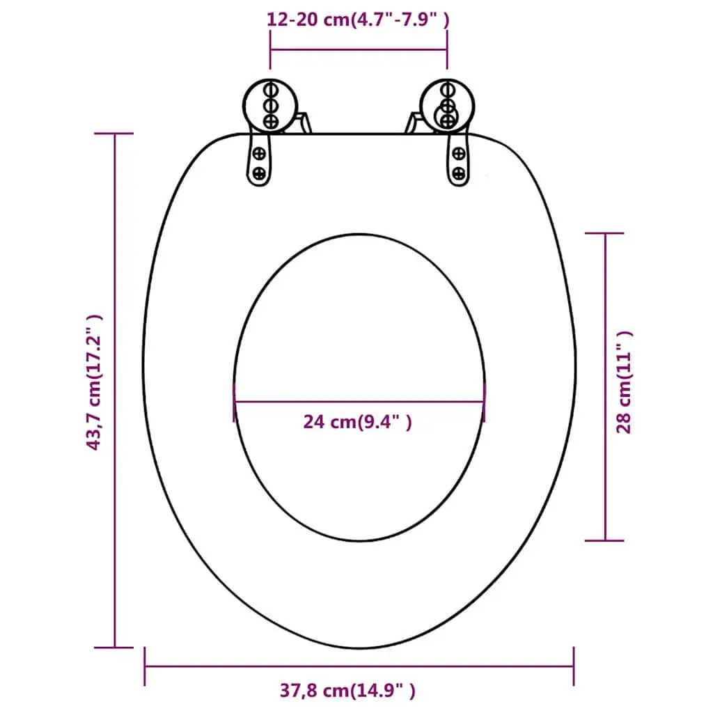 Toilet Seats with Lids 2 pcs MDF Multicolour Bathroom Fixtures Chrome Hinges