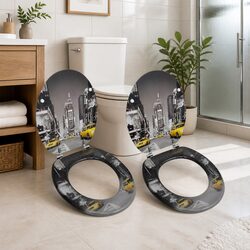 MDF Multicolour Toilet Seat with Lid 2 Pack, Adjustable Hinges