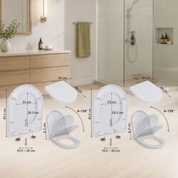Toilet Seats with Soft Close Lids White Plastic Standard Bowl 2 Pack