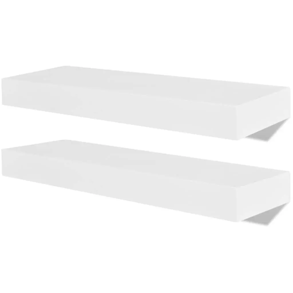 Wall Shelves MDF 40cm White Floating Display Storage Set of 4