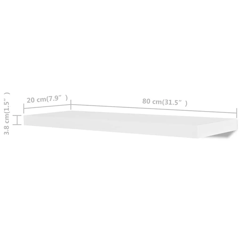 Wall Shelves 4 pcs White 80 cm Display Floating Storage Hanging Shelving Unit