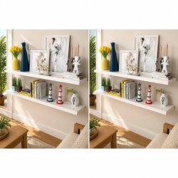 Wall Shelves 4 Piece Set White 120cm Display Storage Floating Shelf Home Decor