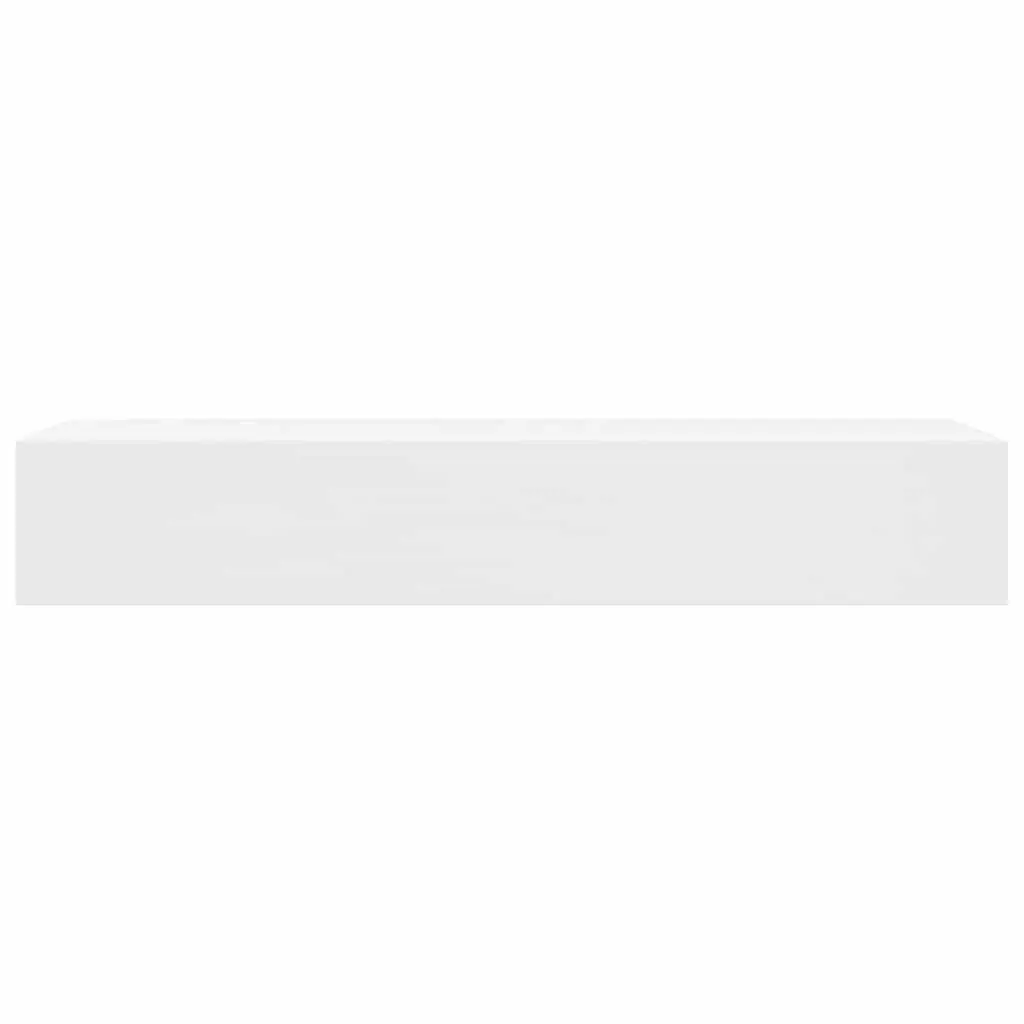 White Floating Wall Shelves with Drawer Storage Display 48cm Set of 2