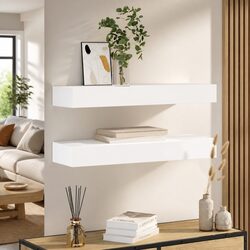 Premium White Floating Wall Shelves with Drawers