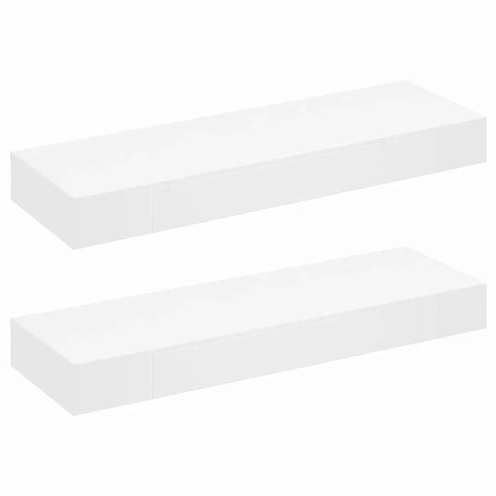 White Floating Wall Shelves with Drawers