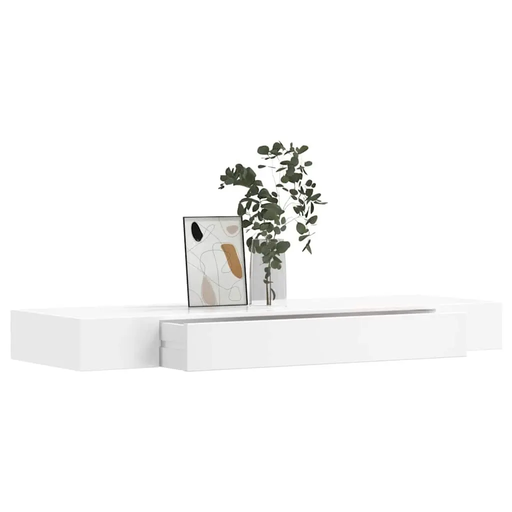 White Floating Wall Shelves with Drawers