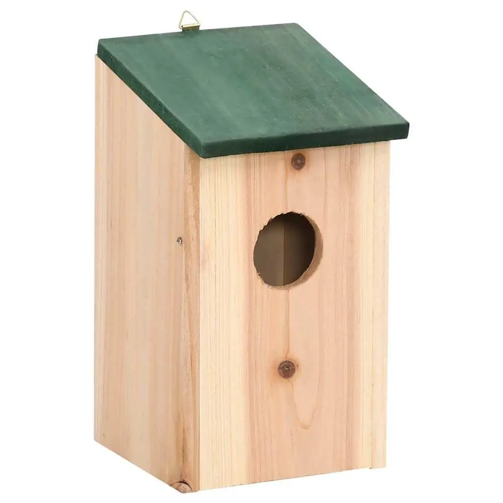 Wooden Birdhouse Set 8 Pcs Pine Wood Garden Decor Outdoor Hanging Houses Beige