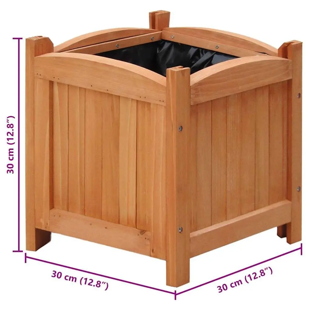 Raised Garden Beds Wooden 30cm Brown 4 Piece Set Outdoor Planters for Plants Flowers