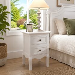 Stylish Set of 4 White Bedside Tables with Drawers
