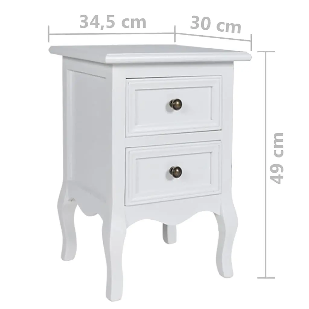 Set of 4 White Bedside Tables with Drawers