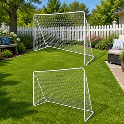 Football Goal Nets Steel Frame 240x90x150cm Set of 2 Training Competition Pitch