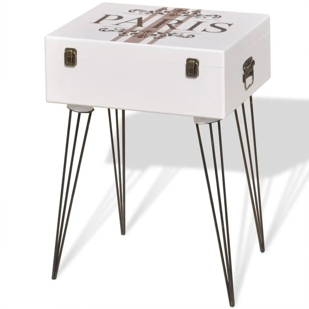 Bedside Cabinets 2 pcs Suitcase Design Side Table Storage White 40x30x57cm