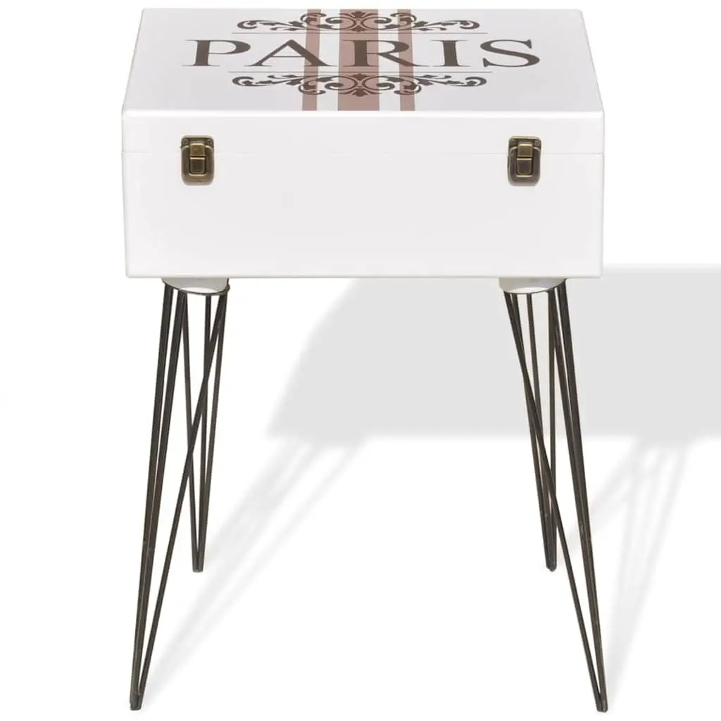 Bedside Cabinets 2 pcs Suitcase Design Side Table Storage White 40x30x57cm