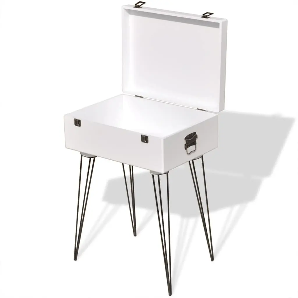Bedside Cabinets 2 pcs Suitcase Design Side Table Storage White 40x30x57cm