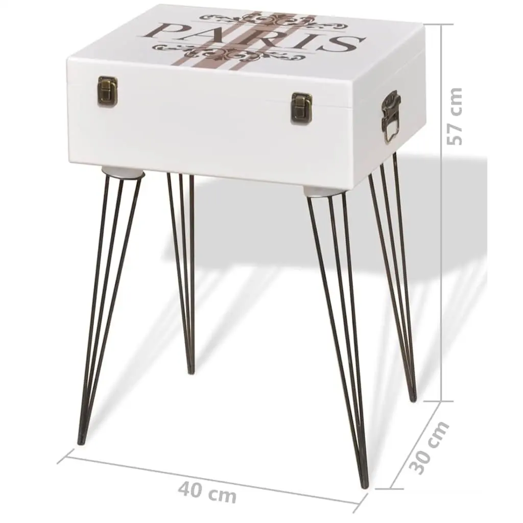 Bedside Cabinets 2 pcs Suitcase Design Side Table Storage White 40x30x57cm
