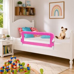 Pink Toddler Safety Bed Rail 2 pcs 102x42 cm with Folding Design