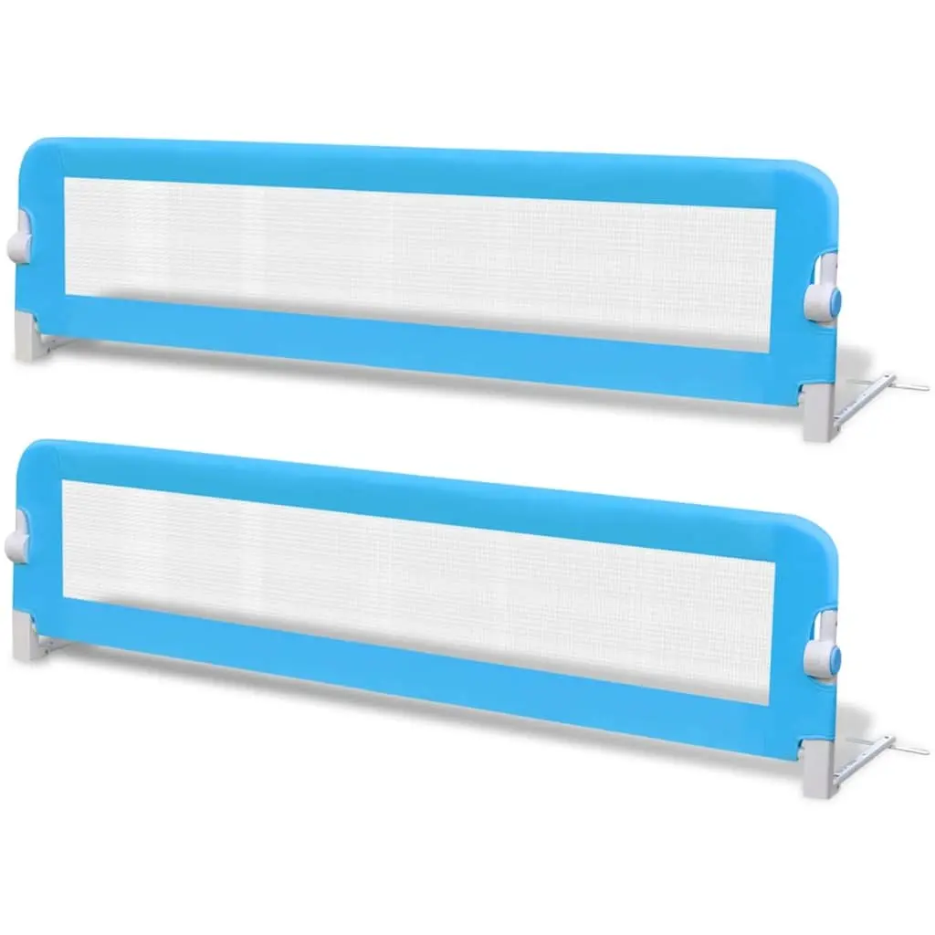 Toddler Bed Guard Rail Polyester 150x42 cm Blue Foldable 2 pcs