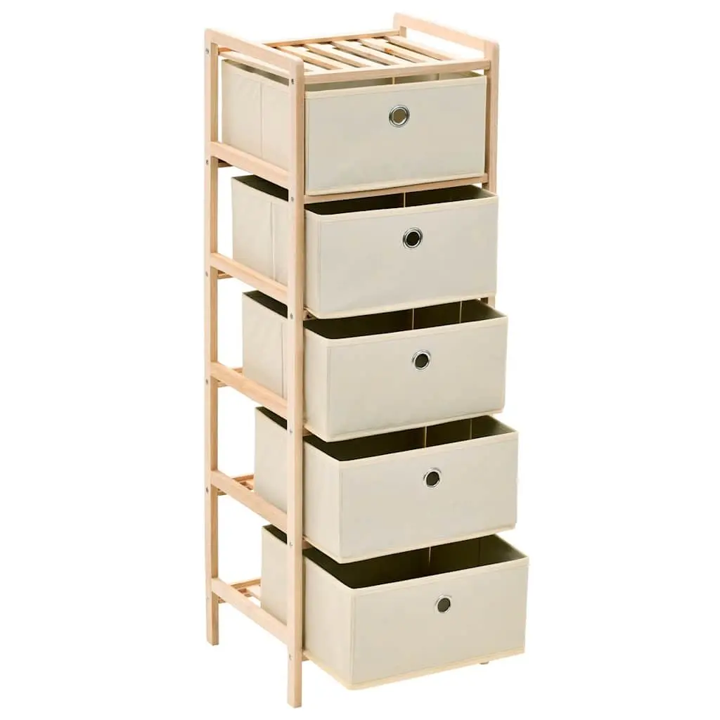 2 Pack Storage Rack with 5 Fabric Baskets in Beige