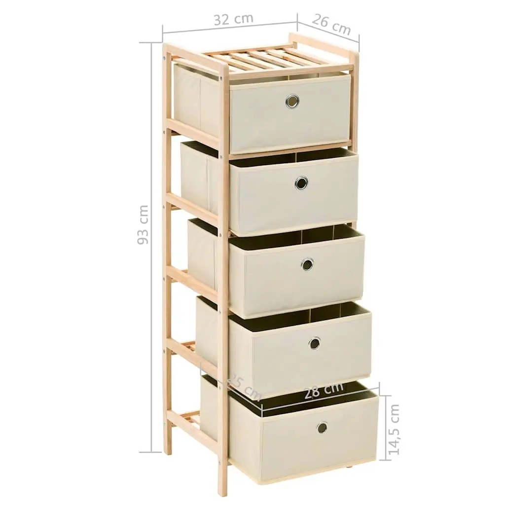 2 Pack Storage Rack with 5 Fabric Baskets in Beige