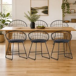 Set of 6 Dining Chairs with Black Steel Frame