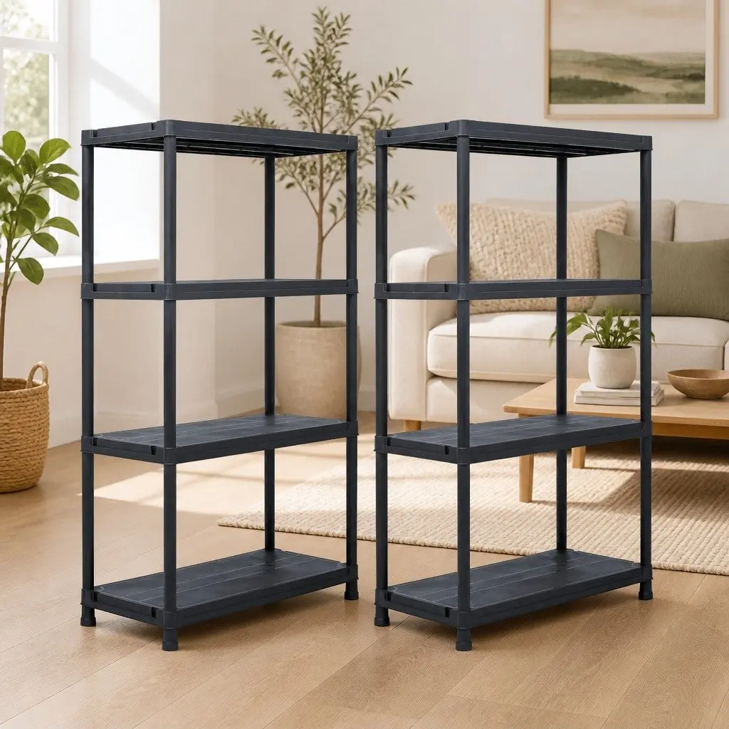 Storage Shelf Rack Plastic 60x30x138cm Black