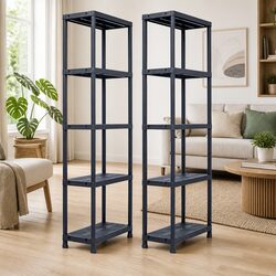 Black Plastic Industrial Storage Shelving Unit - 2 pcs