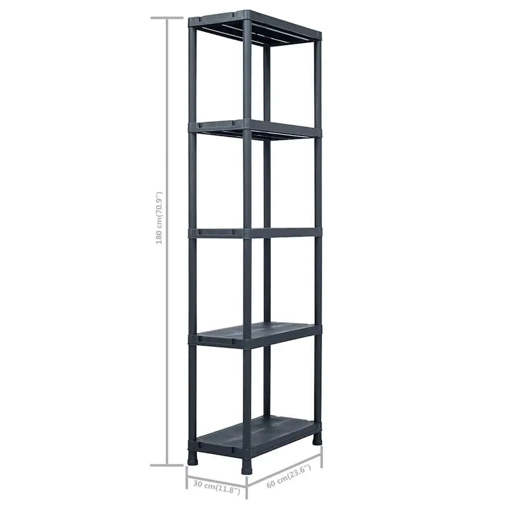Storage Shelf Racks 2 pcs Black Plastic Shelving Unit Kitchen Bathroom Garage