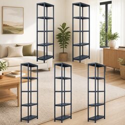 Durable Black Industrial Storage Shelf Racks – 5 pcs