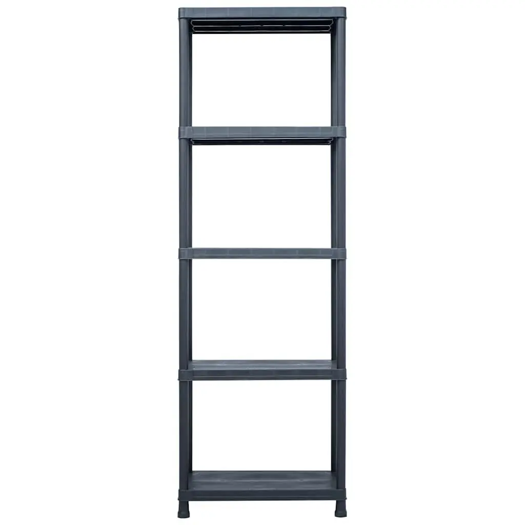 Storage Shelf Racks 5 pcs Black Industrial Shelving Unit 60x30x180 cm Plastic