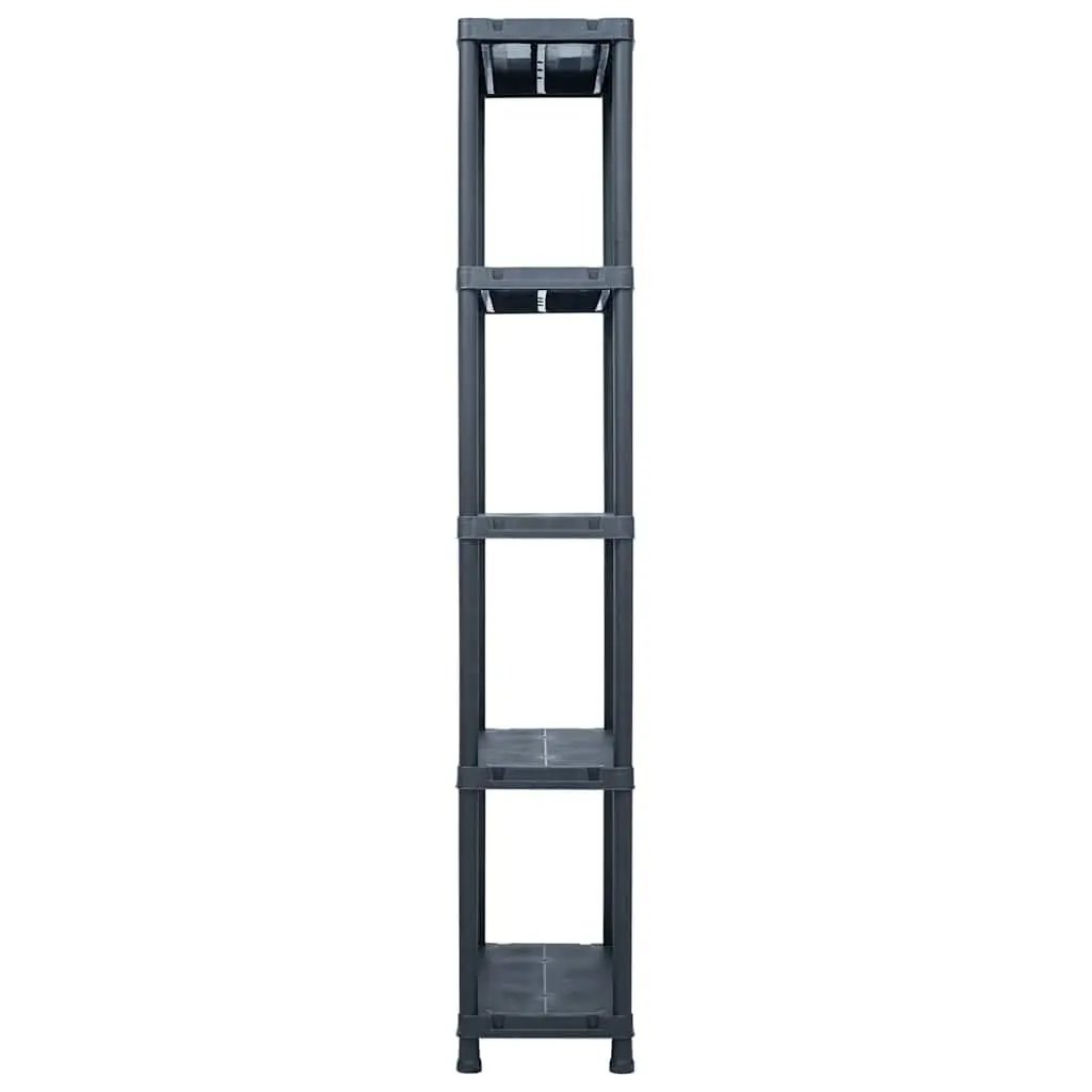 Storage Shelf Racks 5 pcs Black Industrial Shelving Unit 60x30x180 cm Plastic