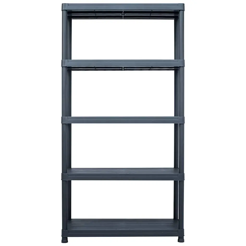 Black Plastic Storage Shelf Rack 2 Pcs