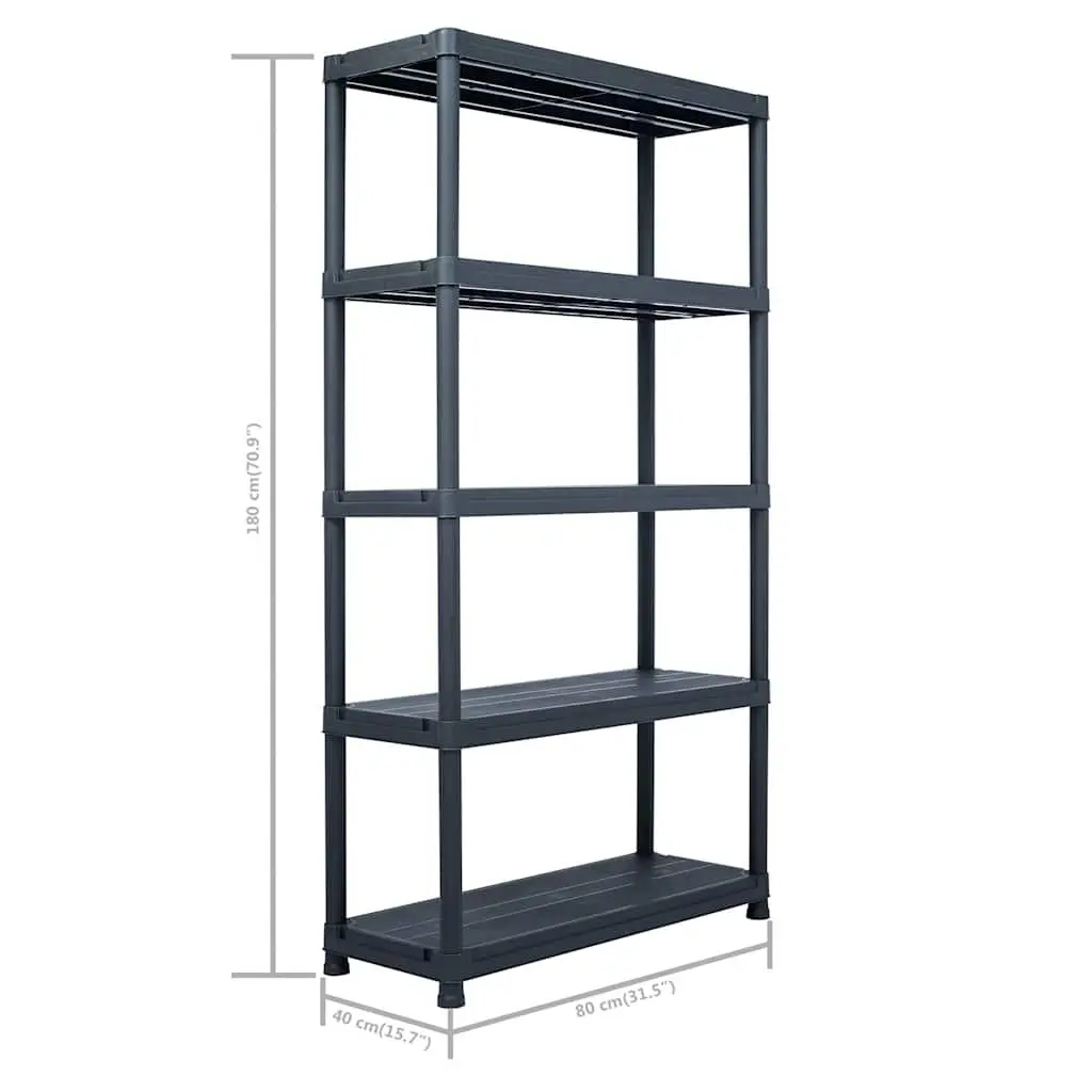 Black Plastic Storage Shelf Rack 2 Pcs