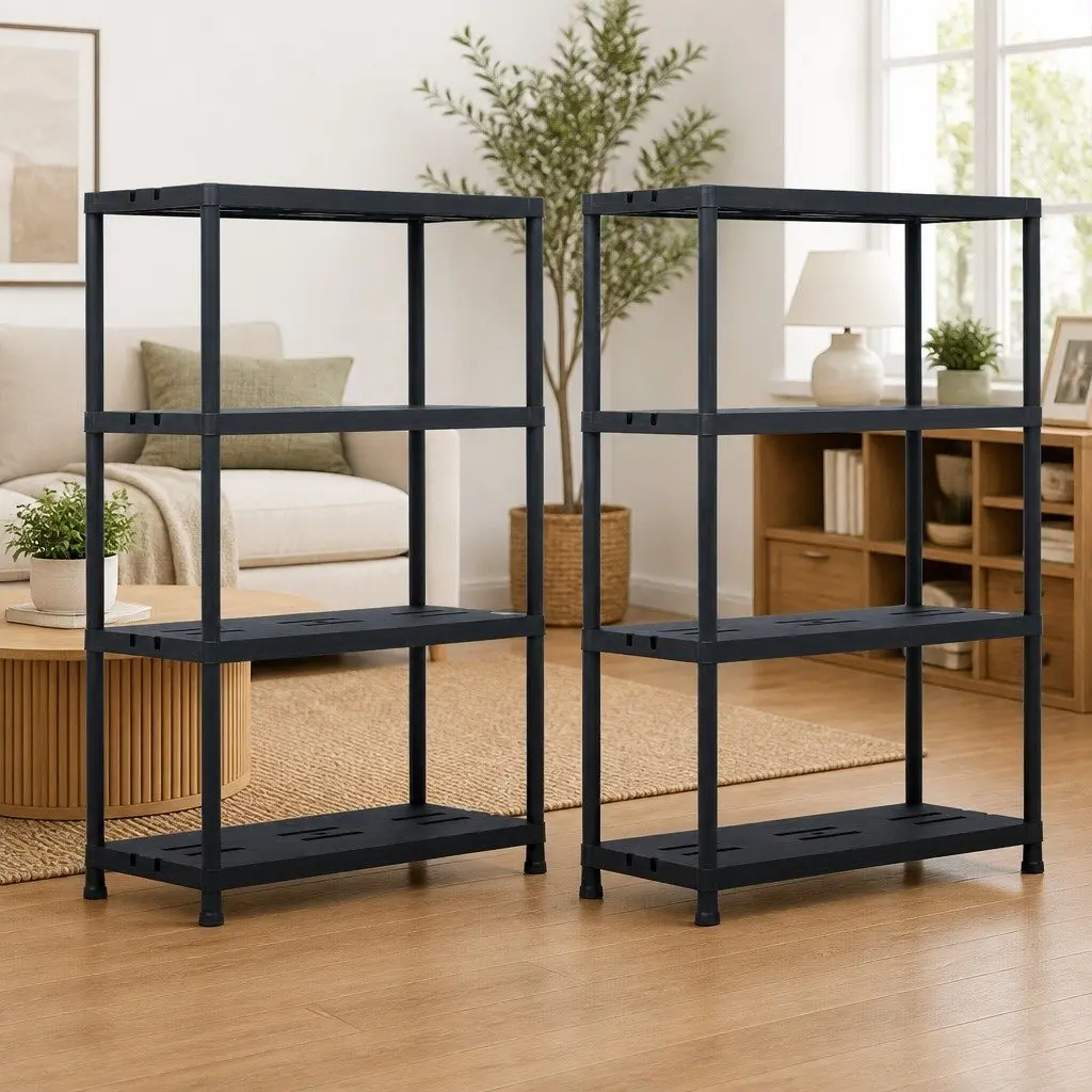 Black Storage Shelf Racks, 2 pcs Heavy Duty