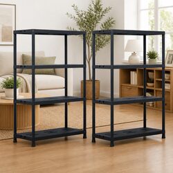 Durable Black Storage Shelf Racks, 2 pcs Heavy Duty