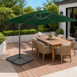 Sturdy Green UV-Resistant Garden Parasol with Base
